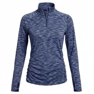 Athleta Fastest Track Half Zip Size XL blue black asymmetrical zip top shirt